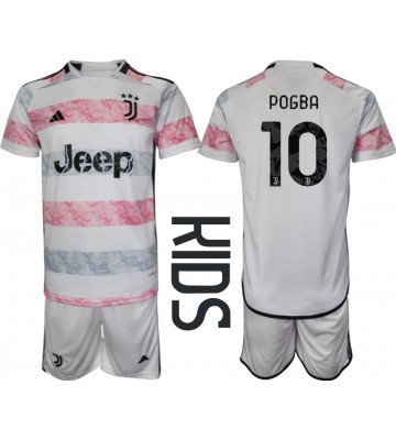 Juventus Paul Pogba #10 Koszulka Wyjazdowych Dziecięca 2023-24 Krótki Rękaw (+ Krótkie spodenki)